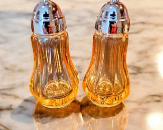 Amethyst glass salt and pepper shakers 