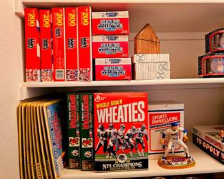 USA Basketball 200 piece puzzles. Headline collection starting lineup Sports stars. Whole grain Wheaties 1992 NFL champions Dallas Cowboys. Major League Baseball coloring posters. Sports Impressions Nolan Ryan limited edition figurine