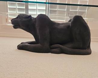 Black panther coffee table with glass top 