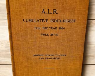 A.l.r cumulative index digest for the year 1924 volumes 28 through 33. Combined indexes to cases and annotations