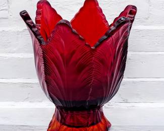 Fenton ruby red glass tulip votive 