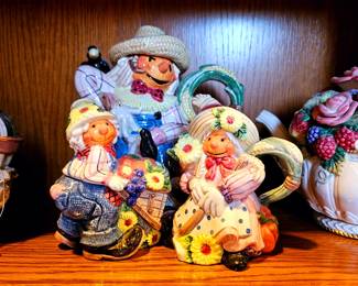 1996 Fitz and Floyd three piece scarecrow tea set