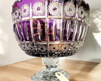 Purple Amethyst Crystal cut glass bowl 
