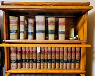 Top shelf is general and special laws of Texas Arizona digest Colorado reports New Mexico statutes the annotated version General and special laws of Texas Maupin on marketable title to real estate. Second shelf is encyclopedias of laws and procedures from 1901. 43 total books with a double print of number 39. Sold as set