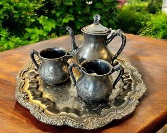 Westminster teapot creamer and sugar. Platter sold separately