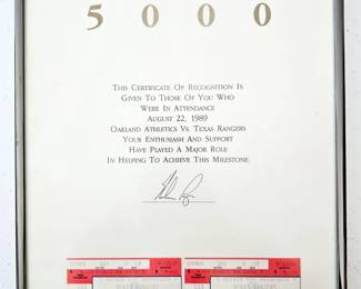 Nolan Ryan 5000 pitch game ticket 