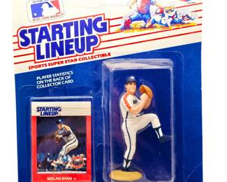 Starting lineup Major League Baseball Nolan Ryan player statistics on the back of the collector's card Kenner