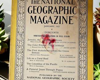 1927 National Geographic magazine. Has red stain on cover 