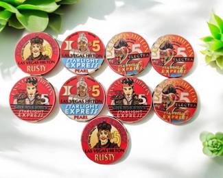 Individually priced vintage poker chips from Las Vegas Hilton 