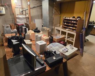 Basement, Basement.   Speakers and other things.  Everything in this room 50% off price marked!