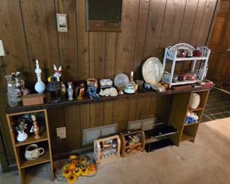 Living Rm.  Nick nacks , Shelving.  Everything in this room 50% off price marked!