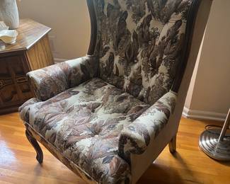 wonderful comfy fabric wingback chair