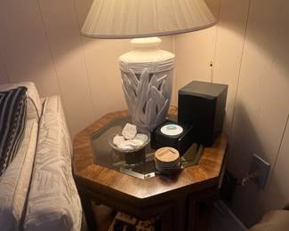 hexagon end table and lamo