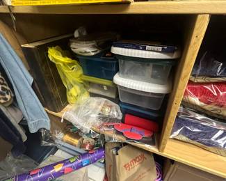 wrapping paper and some holiday stuff- books