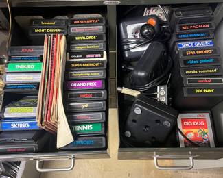 Atari games and original boxes and pamphlets