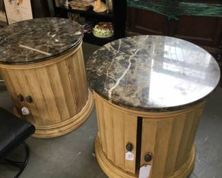 Pair of marble top round side tables $175/pair