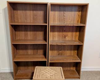Two Wooden Bookcases - $30 each - 24" Wide, 53" Tall, 9.5" Deep.