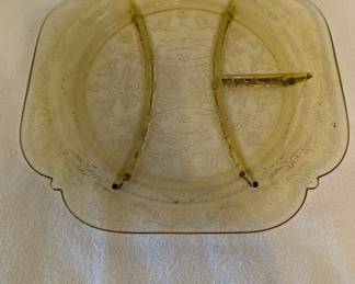 1940s Yellow Depression Glass - Madrid Pattern - Rare Condiment Plate.