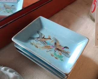 Vintage Japanese pheasant ashtrays