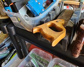 Staple guns, mitre saw,  wrenches, screwdrivers, drill bits, socket sets