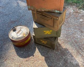 Ammo boxes. Wood & metal
Gas can