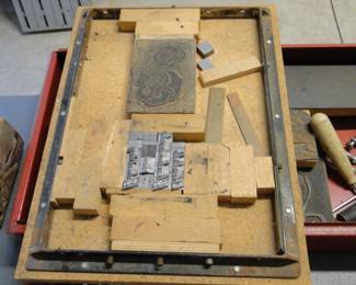 Vintage type setting supplies, and we also have the vintage printing press as well