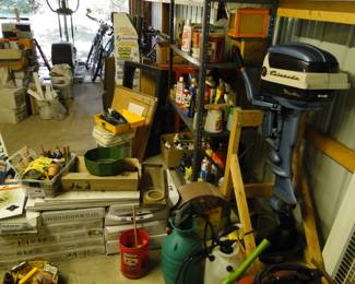 Classic Evinrude engine and porcelain tile too