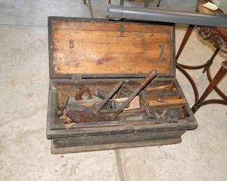Vintage tool box with tools