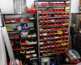 Bins of small parts and accessories