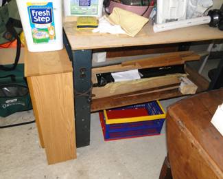 Workbench and collapsible basket