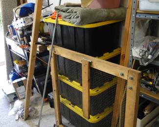 Black bins with yellow lids