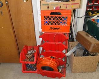 Cords, bins, and tools