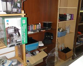 Bookshelves and racks are also for sale