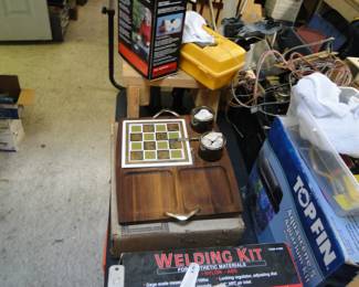 Mid Century Modern cheese and cracker serving plate and dipping cups