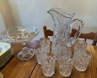 Lead glass pitcher set