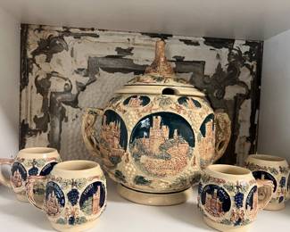 There are actually 10 cups that come with this beautiful German punch set
