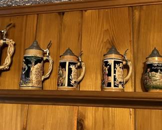 Have an interest in beer steins?  There are seven on this shelf.
