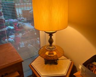 Everyone needs a lamp to brighten up a corner.  This one could do the trick.  Don't forget the hexagonal table underneath it.