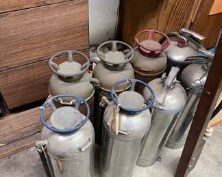 This is a first for me.  Is this a collection of antique fire extinguishers?