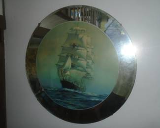 hall mirror with ship painting