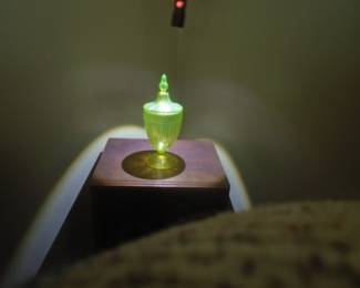 Fenton uranium glass candy dish