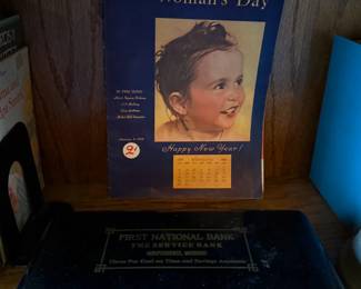 Antique Womans Day, First National Bank Metal Box with Key