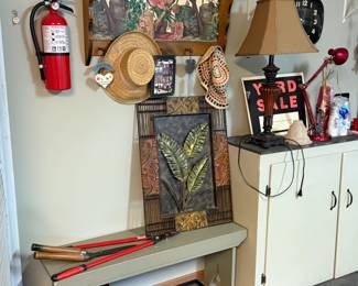 Sun Hats, Wooden Bench, Work Boots, Wooden Shelves with Hooks