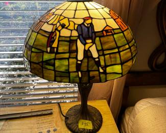 Golfer Stained Glass Lamp