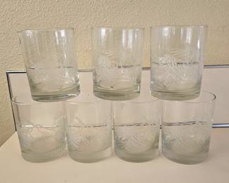 1990s Dairy Queen glasses with etching of pinecones