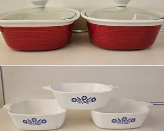 Corning Ware casserole dishes