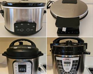 Small kitchen appliances - Complete Cuisine slow cooker, Cuisinart waffle maker, Instant Pot & Power Pressure Cooker XL