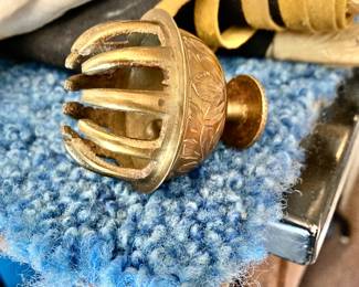 Vintage Etched Brass Elephant Claw Bell Hand