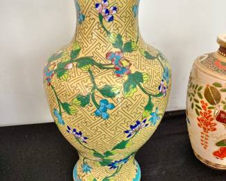 Antique Chinese Cloisonne Brass Vase