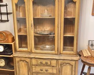 Vintage French Provincial Angelus China Cabinet Hutch